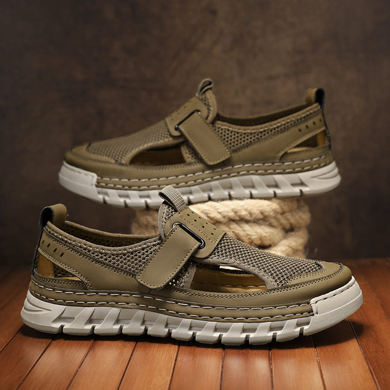 (⏳53% OFF)Men's Mesh Fisherman Sandals – Hook & Loop, Non-Slip for Wading & Fishing