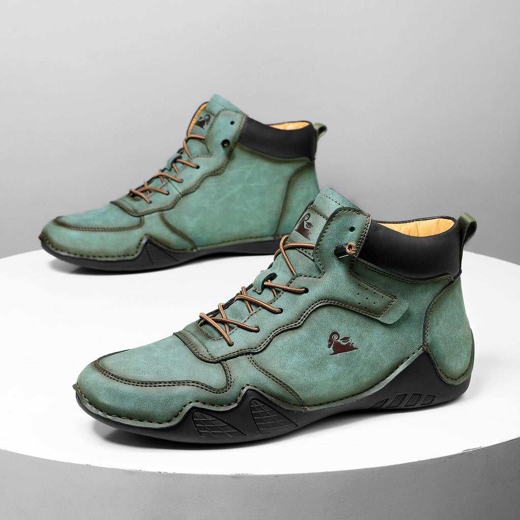 (⏰Last Day 70% OFF🔥) Men’s Mid-Top Leather Boots – Slip-On, Lightweight & Shock-Absorbing for Warehouse Work, Driving & Everyday Comfort, Durable for 3 years