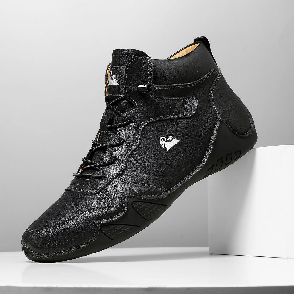 (⏰Last Day 70% OFF🔥) Men’s Mid-Top Leather Boots – Slip-On, Lightweight & Shock-Absorbing for Warehouse Work, Driving & Everyday Comfort, Durable for 3 years