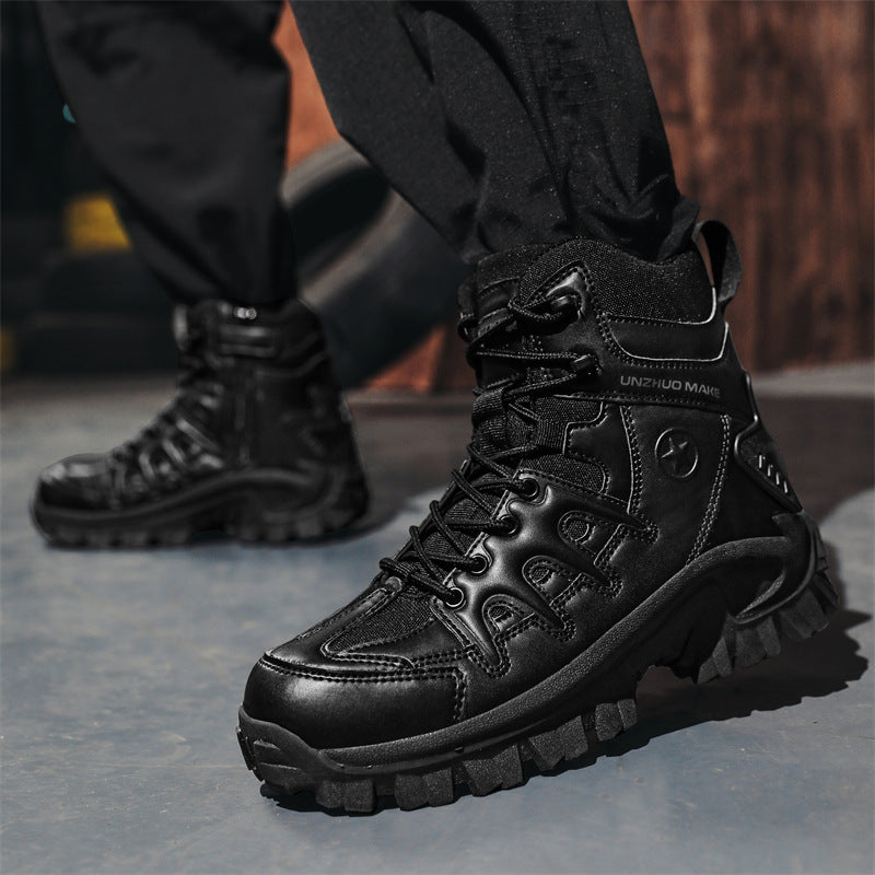 Men Combat Boots Waterproof Non-Slip Hiking Boots Anti-Puncture Anti-Sprain Work Boots