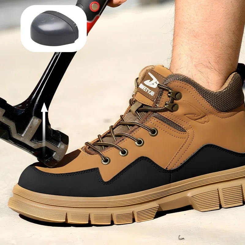 Men’s Steel Toe Outdoor Boots Work Boots Motorcycle Boots – Safety ,Indestructible, Anti-Smash, Puncture-Proof, Waterproof