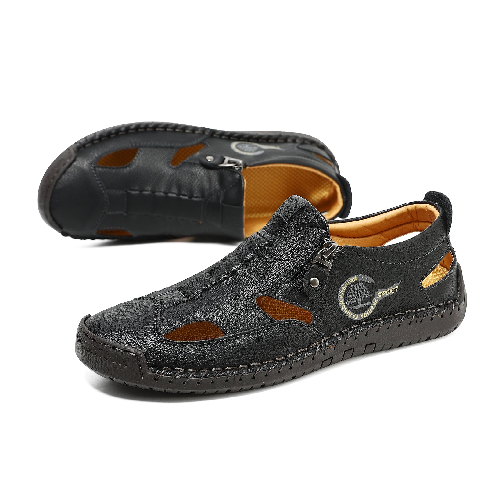 (⏳NOW ON: 70% OFF Sale! 🔥)Mens Casual Shoes Summer Breathable Sneakers Loafers Walking Shoes Hand Made Lace-Up Leather Dress Flats Shoes for Driving Business Working Office